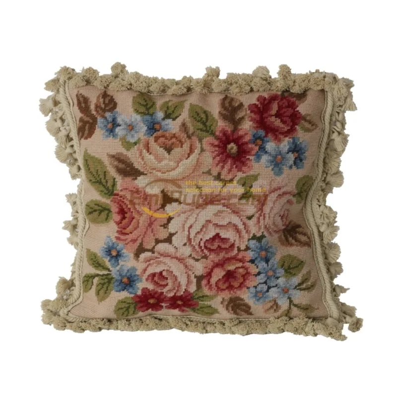 camel needlepoint floral pillow victorian Ethnic woven   Victorian style  european palace embroidered cushions