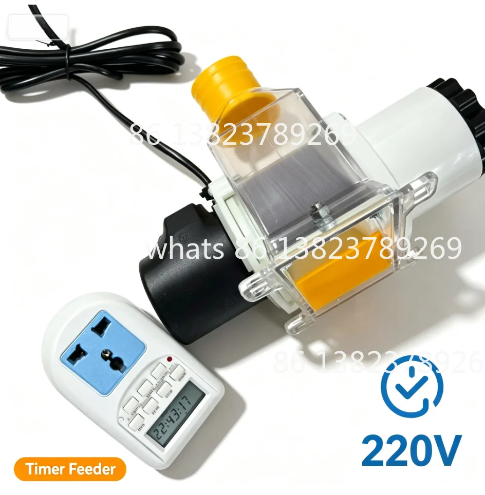 220V Poultry Feeder Timing Pellet Chicken Feeder Adjustable Funnel Auto Dispenser for Chicken Duck Pigeon Quail Farm Backyard