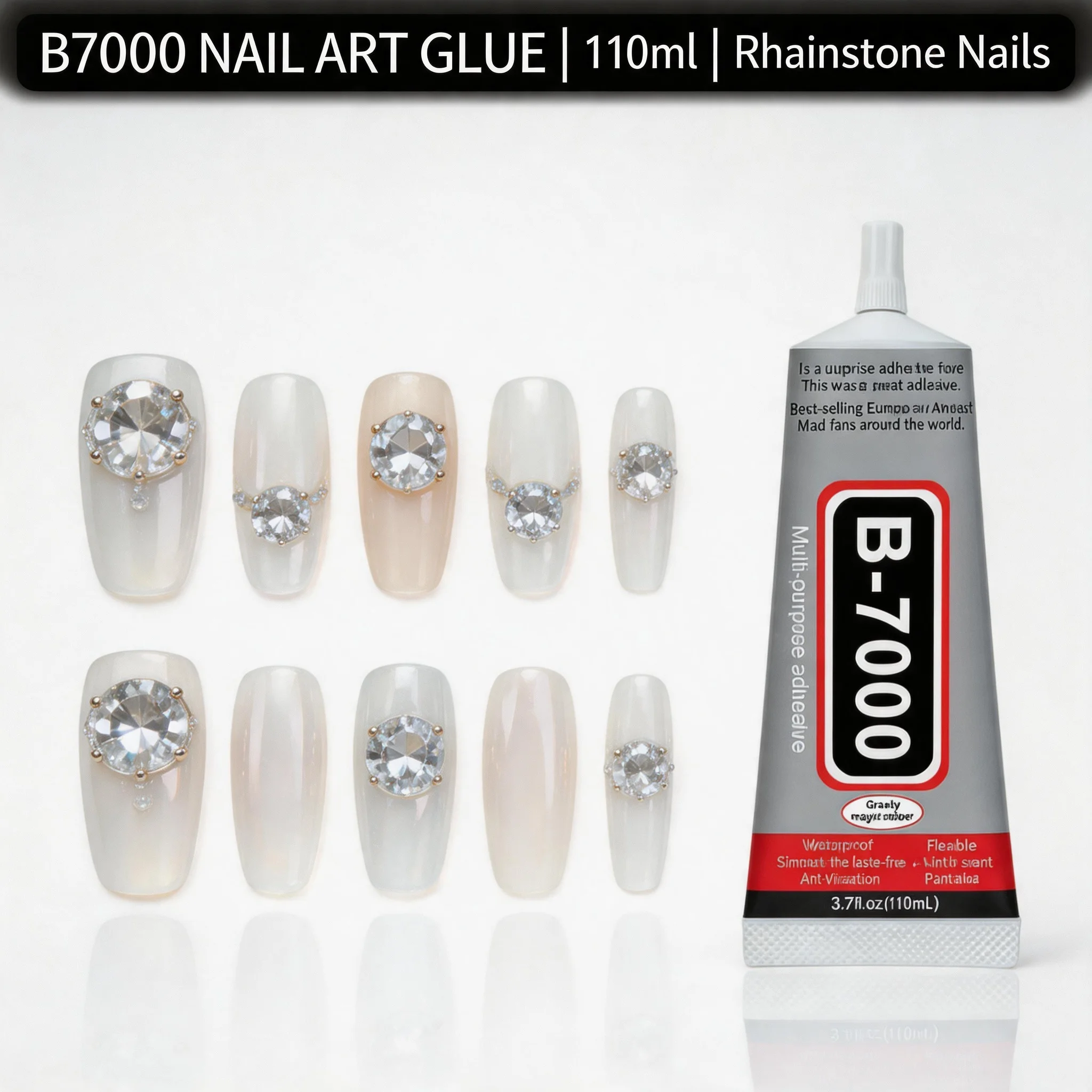 Strong Adhesion 3.7oz/110ml B7000 Rhinestone Glue Multipurpose Adhesive For Jewelry Making Fabric Tumblers DIY Crafts Nail Art