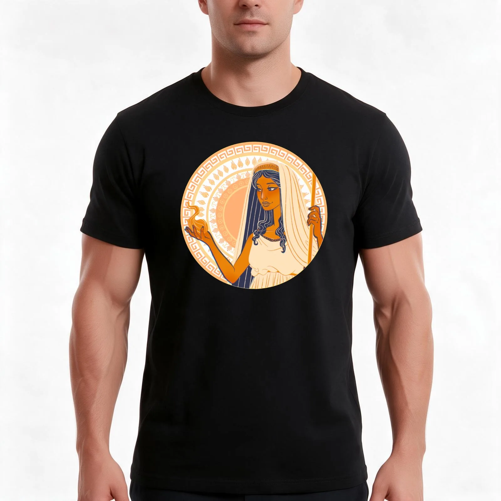 Hestia T-Shirt, Summer Casual Cotton Tee, Oversized Streetwear Tops, Vintage Graphic Print, Loose Fit Short Sleeve, 100% Cotton