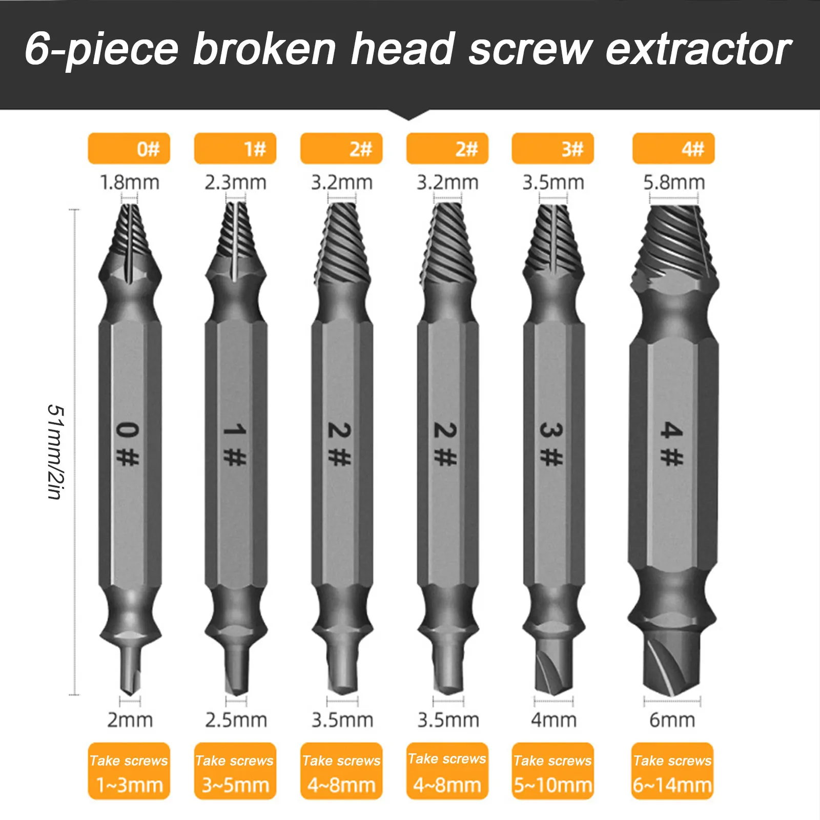 Extractor de tornillos rotos, herramienta de extracción de hilo de 13 piezas con cabeza de destornillador, fácil de sacar, herramientas de demolición