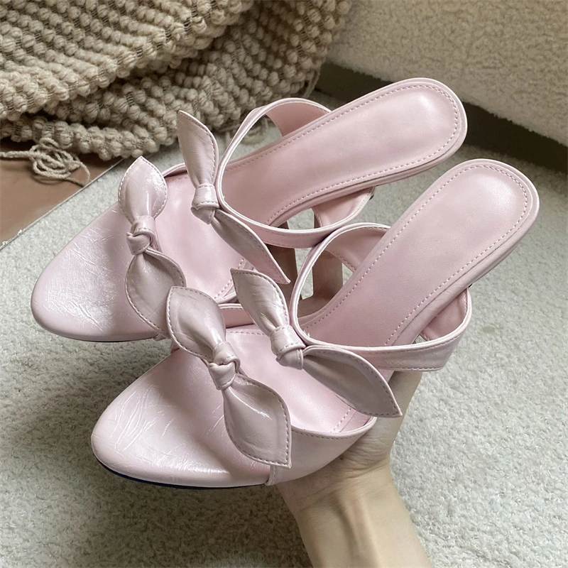 

Женские тонкие туфли-мюли Eilyken Butterfly-kont на высоком каблуке, летние, с острым носком, модные, для банкетов, Zapatos De Mujer