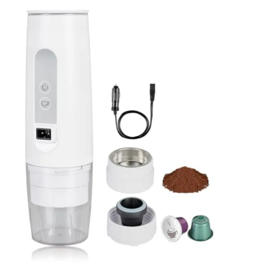 

Portable 12V Car Coffee Maker for Truck Use Compact Espresso Machine with Capsule Powder Compatibility Stainless Steel Body Sil