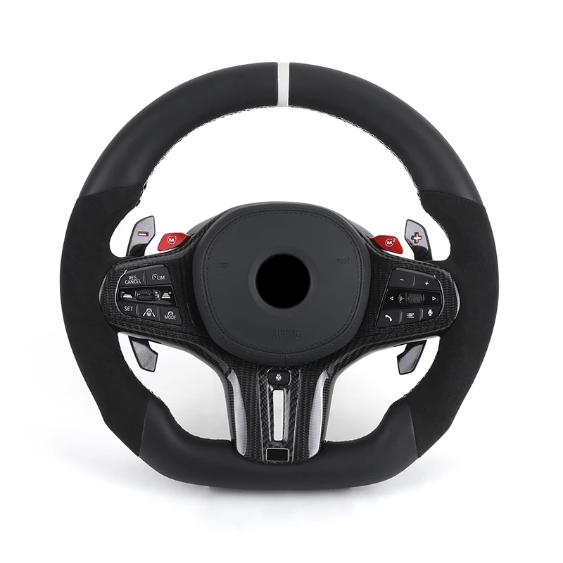 With Half Alcantara and M1 M2 Button Leather Steering Wheel for BMW M3 G80 M4 G82 G01X4 G02 X5 G05 X6 G06 G11 G12 G20 G30 Z4 G29