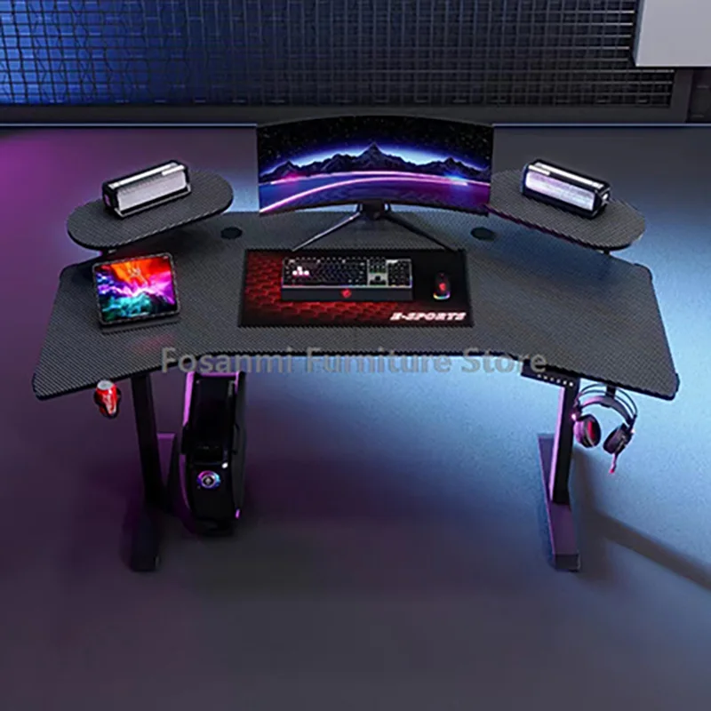 Ergonomic Motorized Computer Table Height Adjustable Electric Sit-Stand Black Gaming Desks Gamer Standing Desk for Home Office