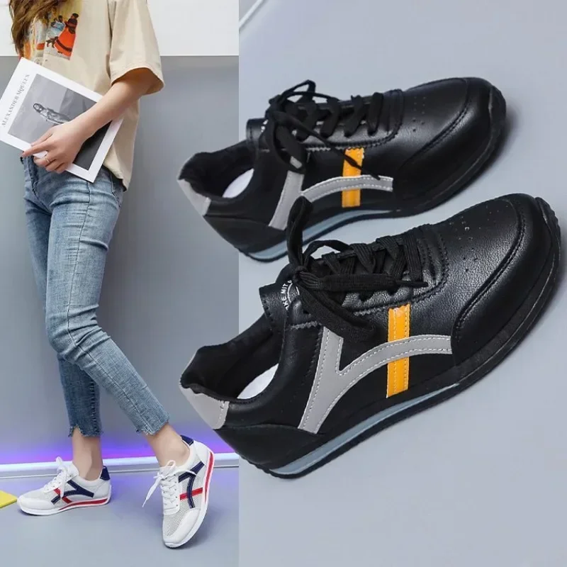 Zapatos blancos pequeños para Mujer, zapatillas planas De cuero a juego, deportivas informales, novedad De 2024