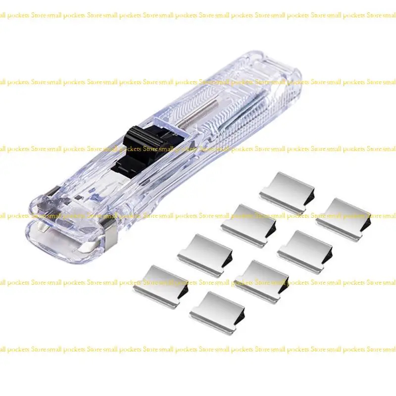 R1WD Set of 8 Reusable Paper File Document Clamps Set with Refillable Clamp Holder