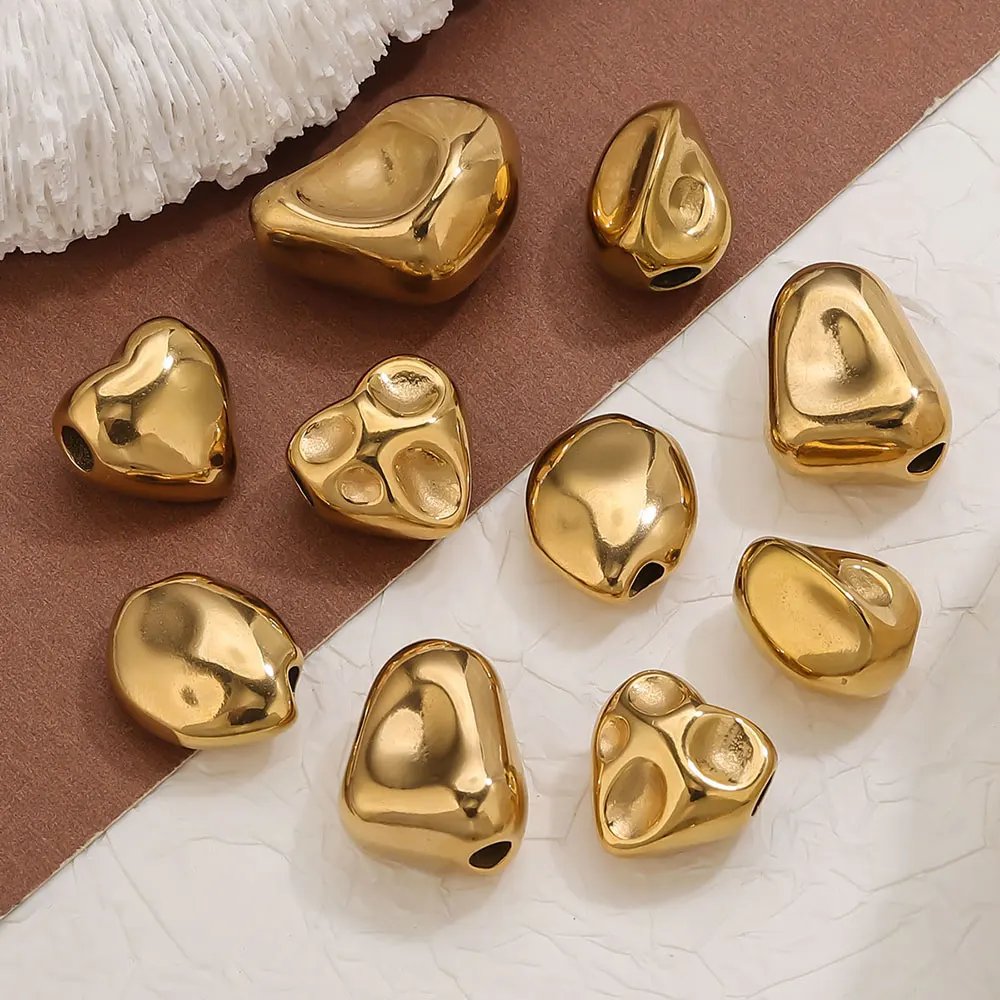 5pcs Stainless Steel Irregular Heart-shaped Baroque Style Charms Beads Suitable for Jewelry Making DIY Women Bracelets Necklaces image 6