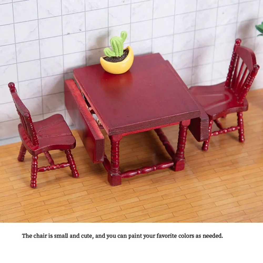 Mini 1/12 Dollhouse Accessories Table Furniture Toys Wooden Table Simulation chair Doll House Decoration