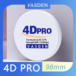 4D PRO Multilayer Zirconia Blocks Dental Lab 98mm CAD CAM System Fixed Zirconia Restoration 16Colors VASDEN