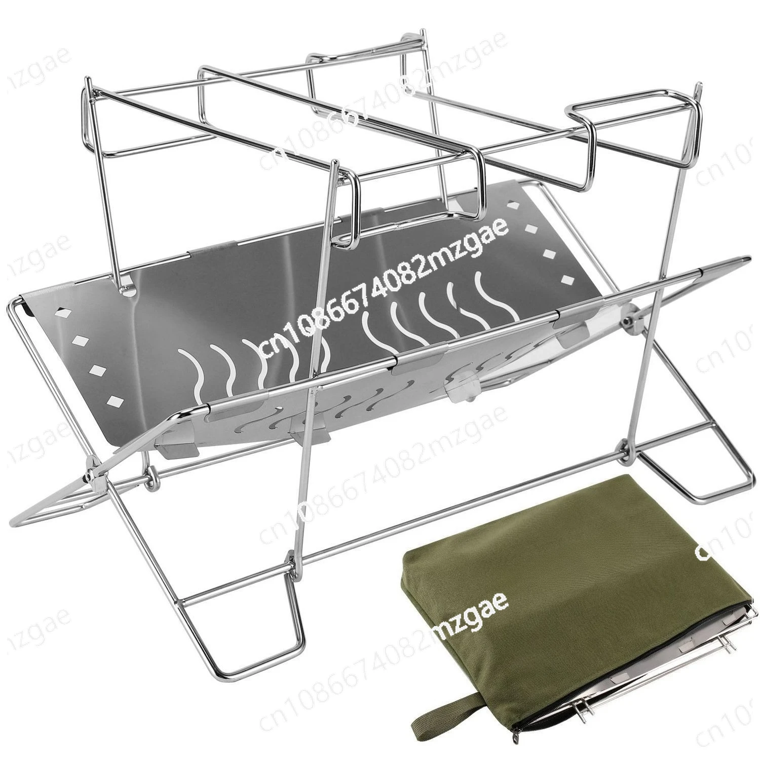 

Outdoor camping Incinerator Triangle Heating Stainless Steel Folding Firewood Boiling Water Barbecue Grill Camping