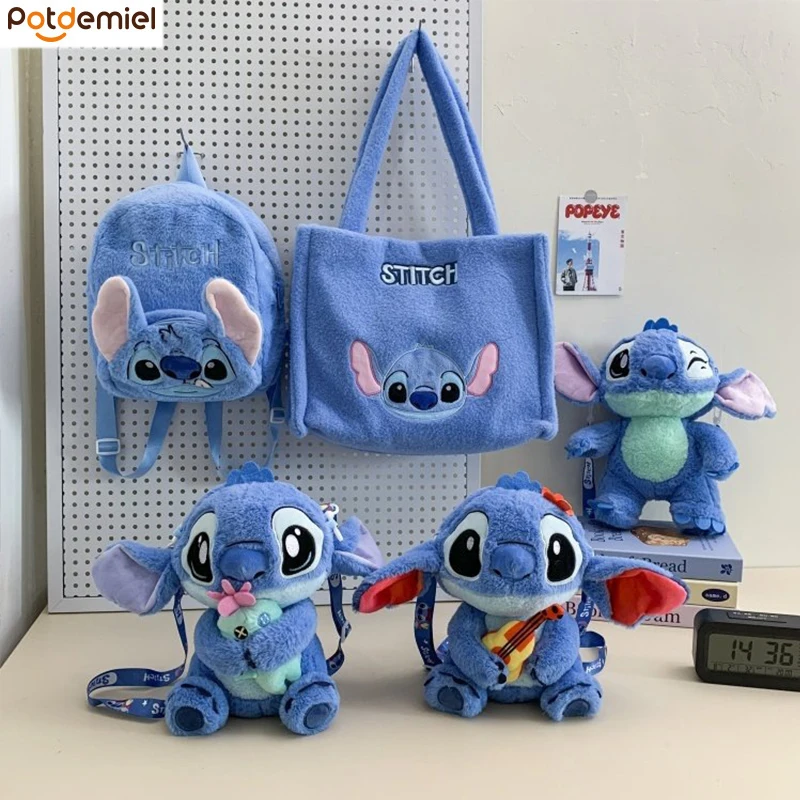 Nowy plecak pluszowy Stitch 30 cm, kreskówkowy anime, duża pojemność, plecak szkolny z pluszową lalką, torba do przedszkola, prezent urodzinowy dla dziecka