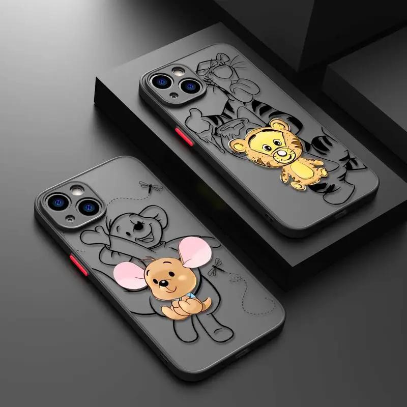 Winnie Tigger Eeyore Piglet Roo Phone Case for iPhone 15 14 13 Pro Max 12 11 Mini XR XS X Matte Frosted Translucent Funda