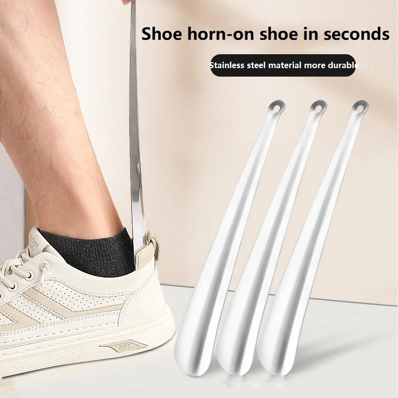 New 42CM Shoe Spatula Stainless Steel Long Metal Lifter Shoehorn Luxury Shoe Horn Foldable Help To Put Shoe Wearing Tool XIEB03