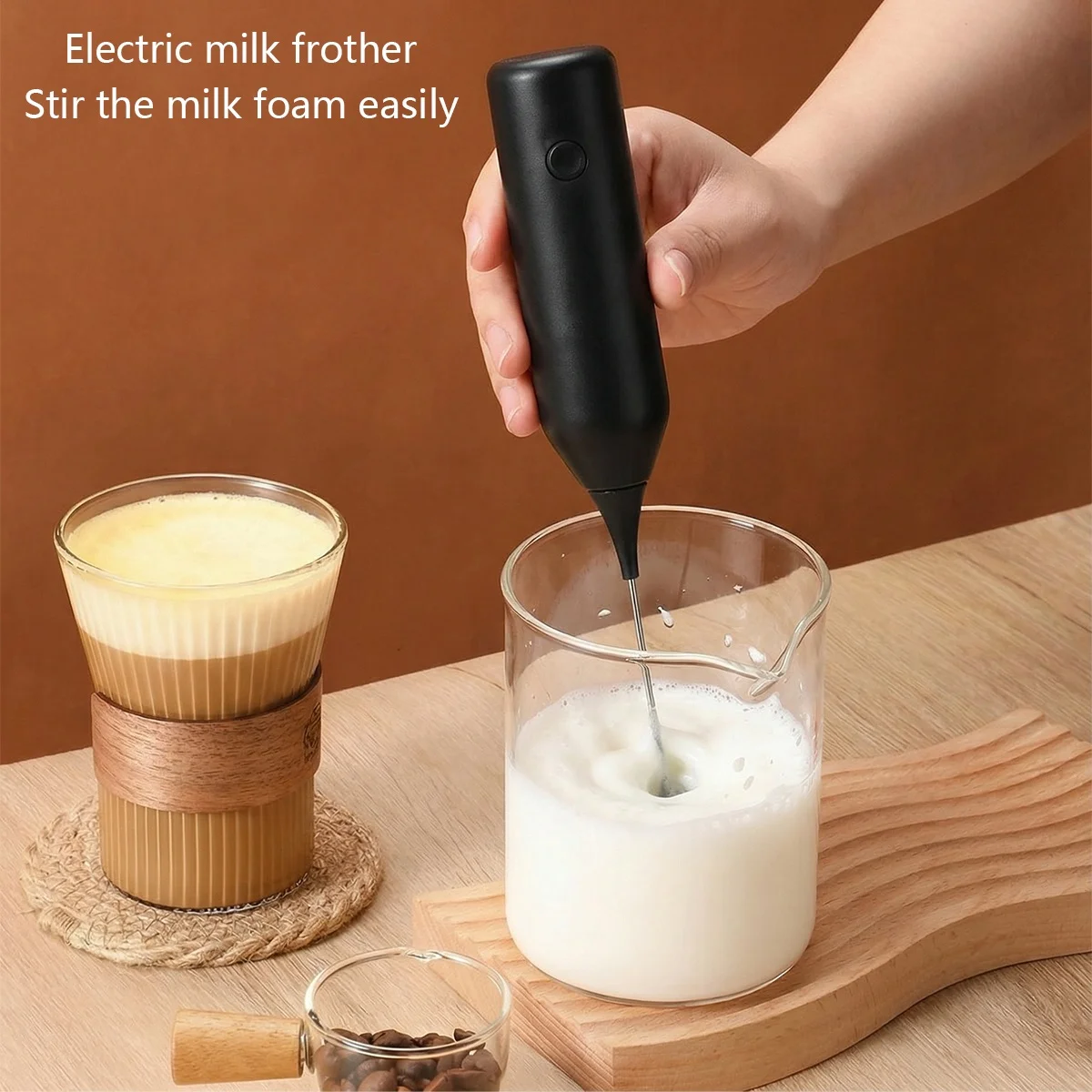 Electric Double Stick Egg Beater, Milk Frother, AA Battery Milk Coffee Mixer, Handheld Kitchen Tool, Cream Frother
