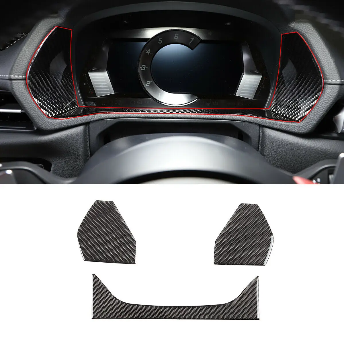 

Real Carbon Fiber Car Dashboard Panel Decorate Trim Sticker Car Interior Accessories Fit For Toyota Supra GR A90 2019-2022