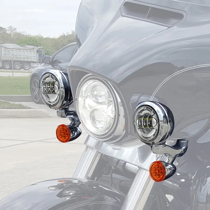 

4.5 Inch LED Fog Light Auxiliary Running Light Housing Bucket for Harley Touring Electra Glide Road King FLHX 1994-2024
