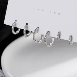 100% Real 925 Sterling Silver Minimalist Bohemian Round Ear Buckle for Women Punk Unisex Rock Hoop Earring Jewelry Accessories