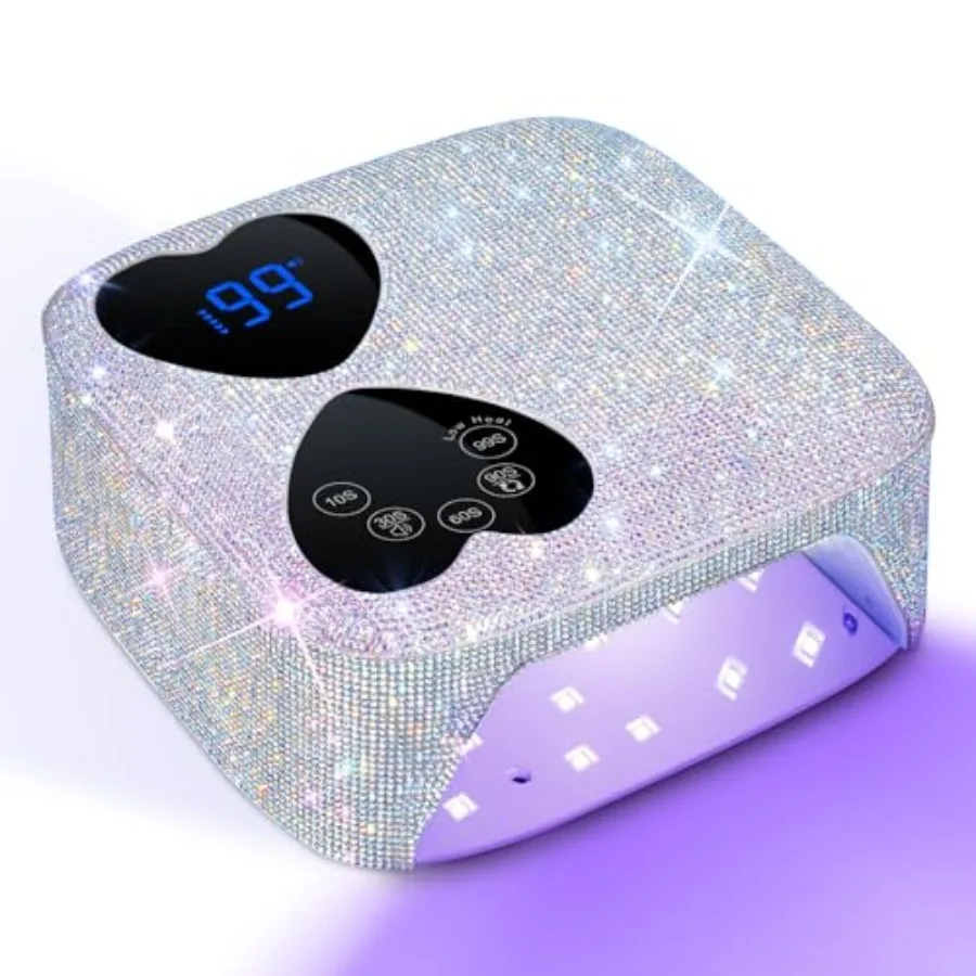 UV LED Nail Lamp Cordless, 80W Rechargeable UV Light for Gel Nails, Professional Gel Light Dryer with 5 Timers and Mirror Base,