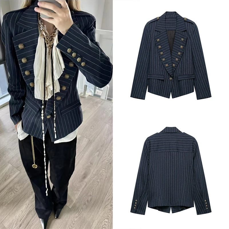 Guobioziy Women's Casual Striped Blazer 2026 Spring and Autumn Western Fashion Trend Slim Fit Daily Classic Cool Street Style