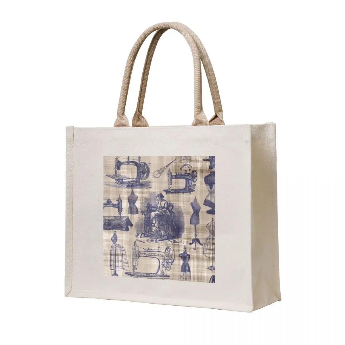 

Vintage Sewing Toile Tote Bag tote bags aesthetic bags woman 2025 shopping bag logo Canvas shoulder bag