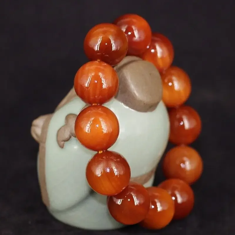 Natural Amber Bracelet: Dragon Blood Tree, Vintage Buddha Beads and Luminous Amber Wood Beads for Men and Women