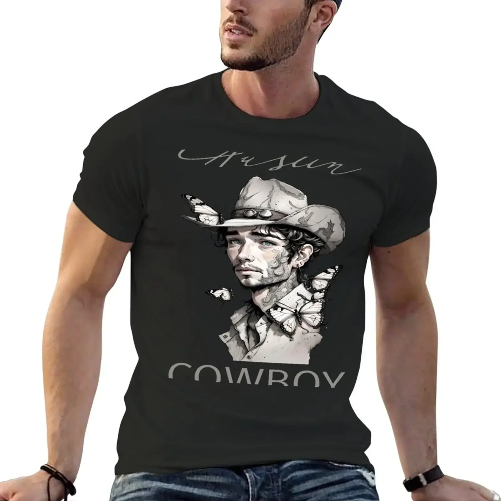 Austin Cowboy T-Shirt cotton graphic tees heavyweights rapper graphic tees oversized t shirt men