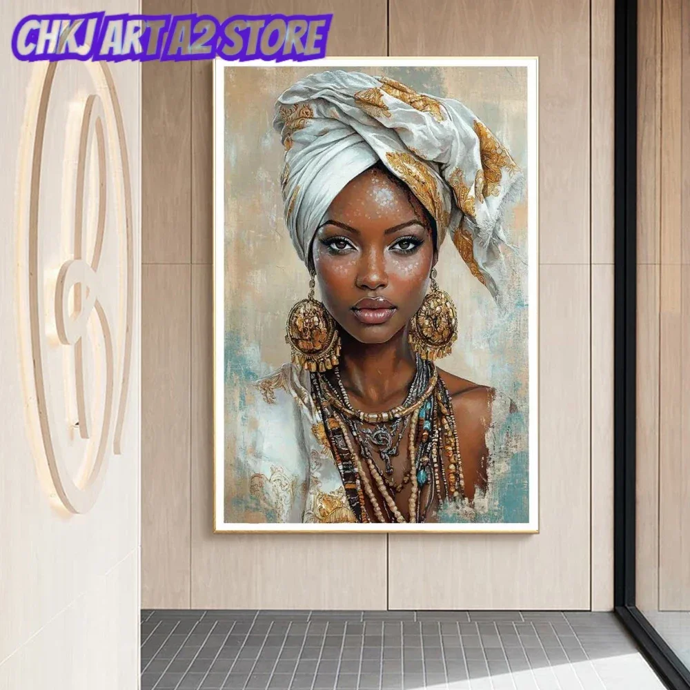 Ethnic African Wall Art Black Woman Canvas Painting Africa Girl Poster Print For Office Bedroom Living Room Home Decor Mural