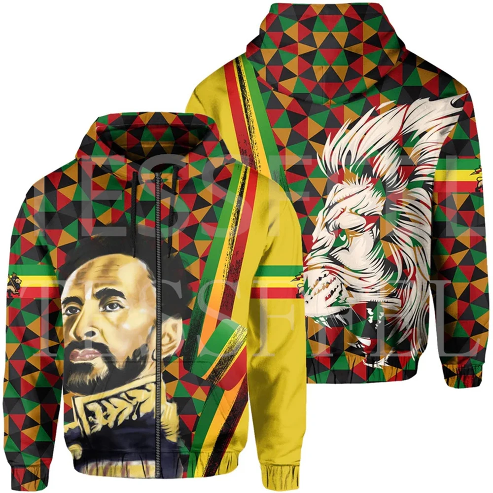 NewFashion Custom Name Ethiopia Lion Africa Country Flag Tribe Tattoo Streetwear 3DPrint Casual Funny Pullover Jacket Hoodies 25