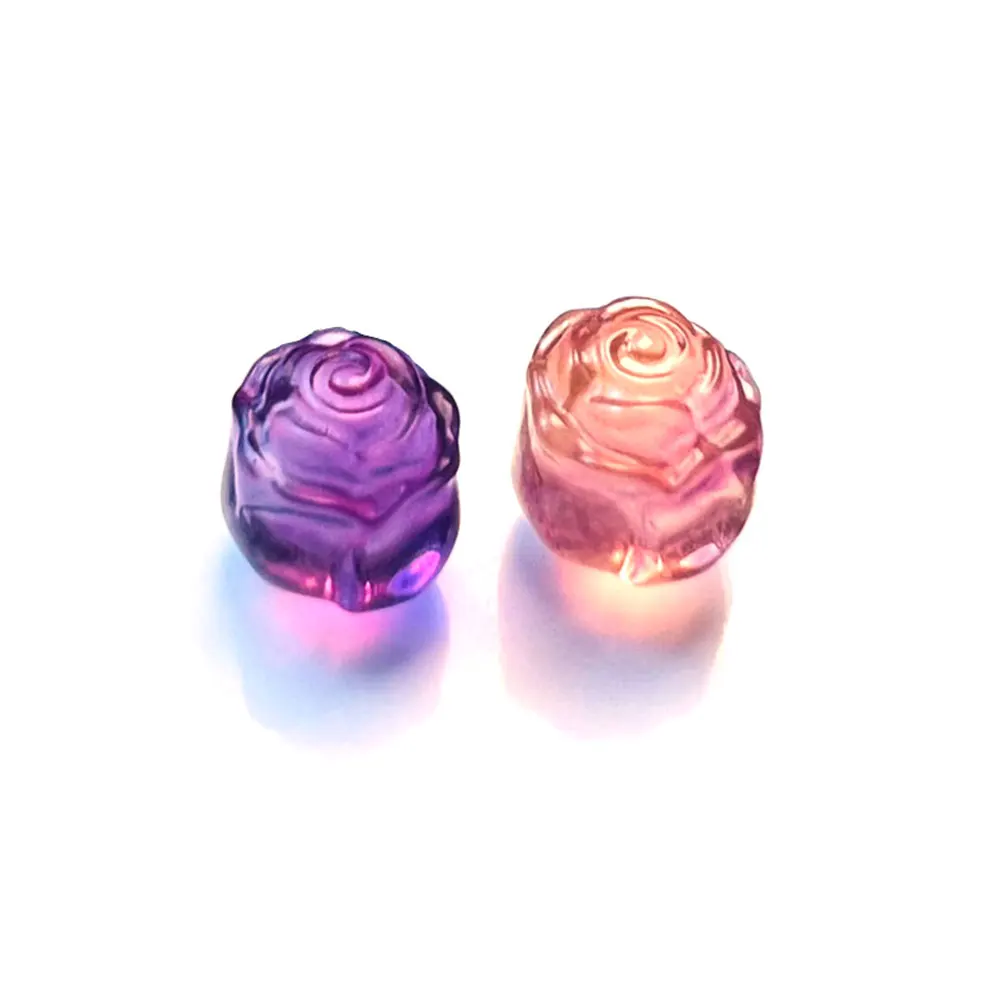 1pc Natuurlijke Regenboog Fluoriet Houtsnijwerk Rose Flower Mini Crystal Carving Kristallen en Stenen Healing Home Decoratie Edelstenen