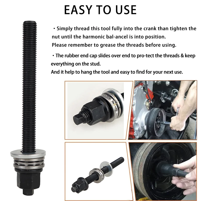 Harmonic Balancer Installation Tool Crank Pulley Install Tool For GM 1997-Up LS LT Engines with Thrust Bearing &Hex Wrench Flats