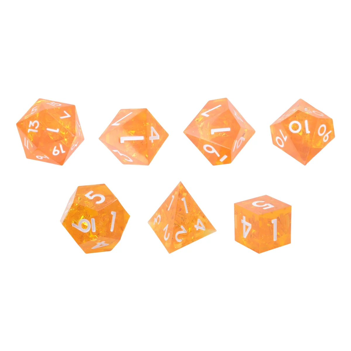 【CYBER MONDAY】Polyhedral Dice Set 7 Piece Handmade Dice Set with Edges for Table Games ,Shiny Orange