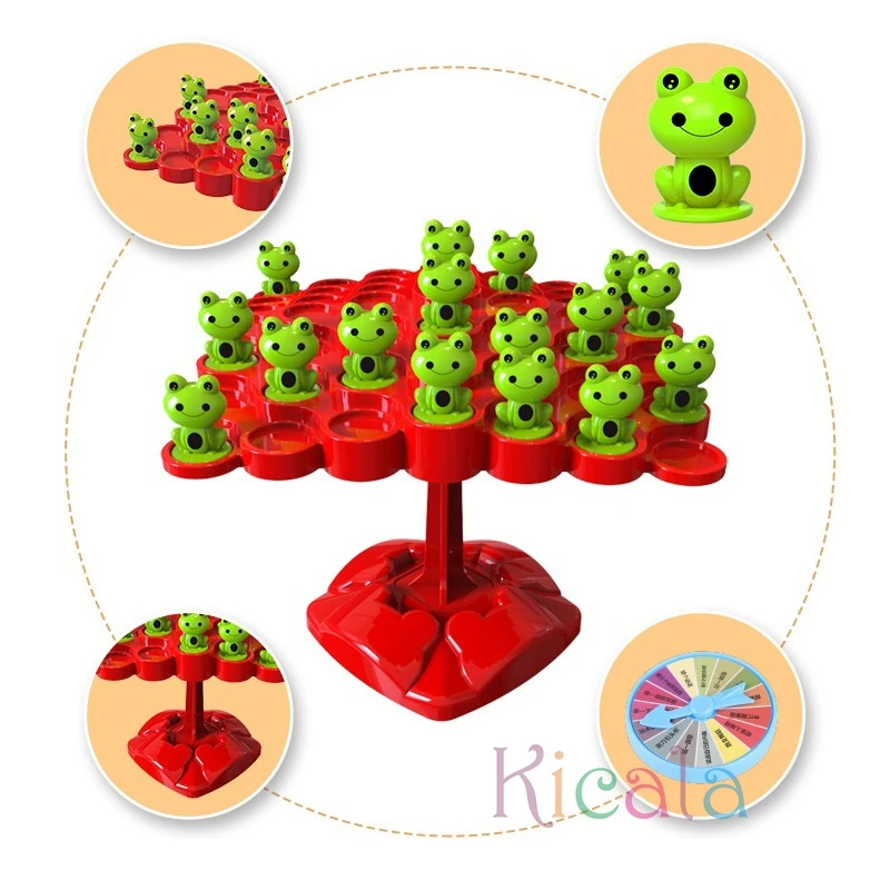 Quebra-cabeça Montessori Math Toy Balancing Board para crianças, interação pai-filho, brinquedos educacionais de mesa, sapo Balance Tree