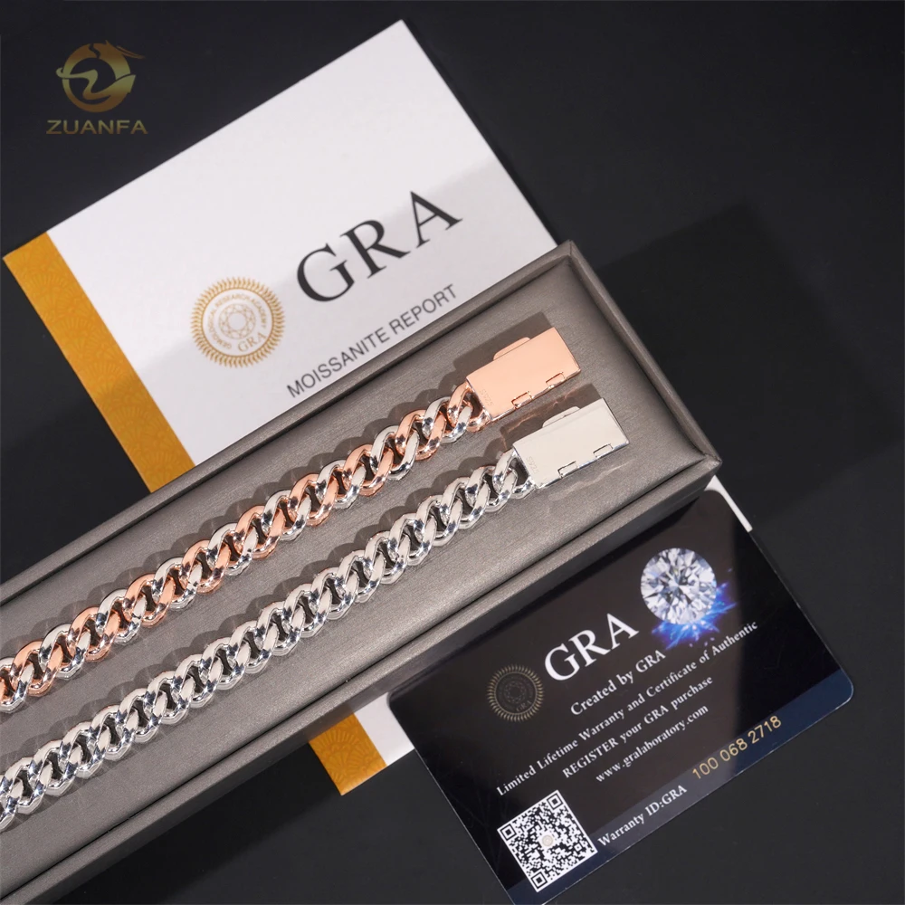 Special 10MM Desig High Quality Moissanite Diamond Hip Hop Bracelet 925Silver Iced Out Cuban Link Bracelet With GRA Certifica