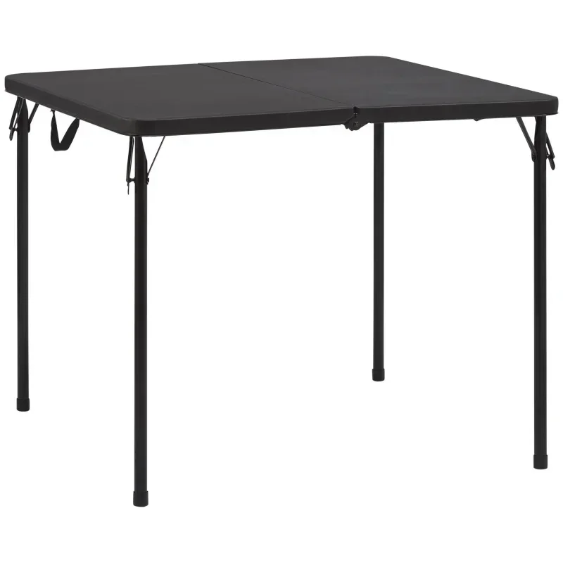 Square Resin Fold-in-Half Table, Rich Black