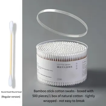 500PCS ผ้าฝ้าย Swab กล่องคู่รอบหัวสําหรับแต่งหน้าและแต่งหน้า...