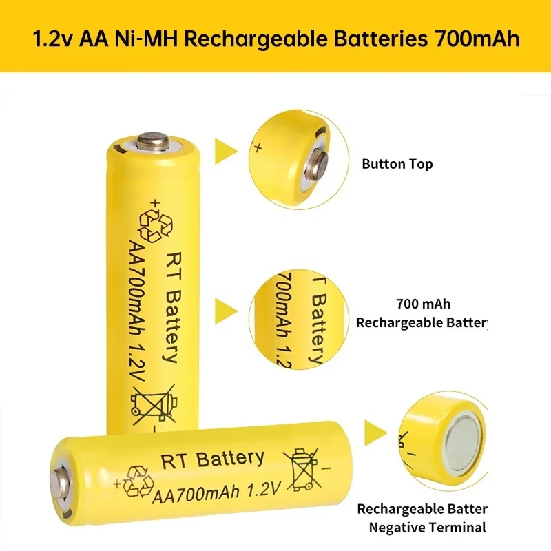 1-20PCS AA Battery 1.2V 700mAh Ni-MH AA Rechargeable Batteries for Garden Solar Lights Toys Watch MP3 Player