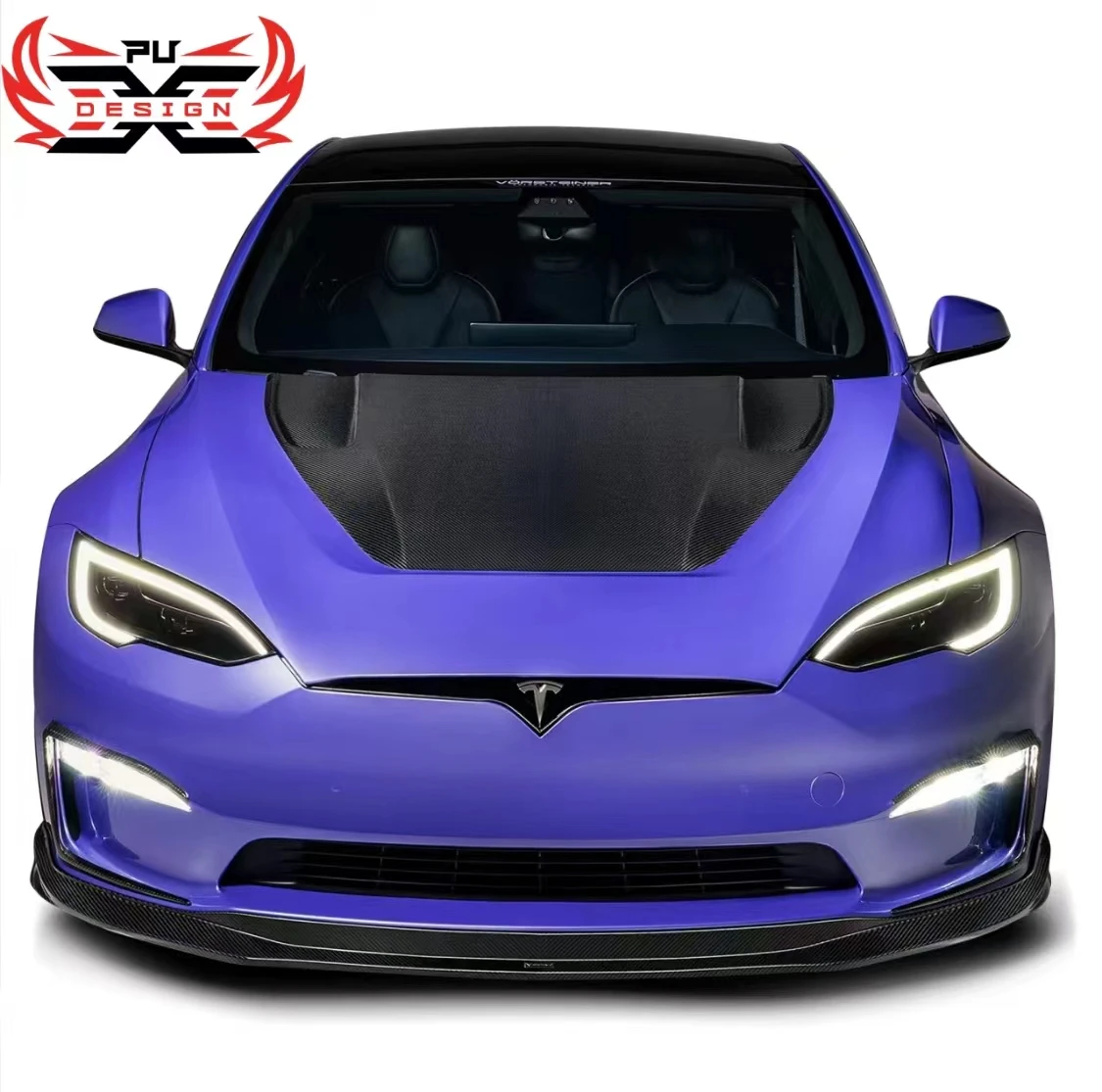 For Tesla Model S Plaid 2022-2024 R Style Carbon Fiber Bonnet Hood Body Kits