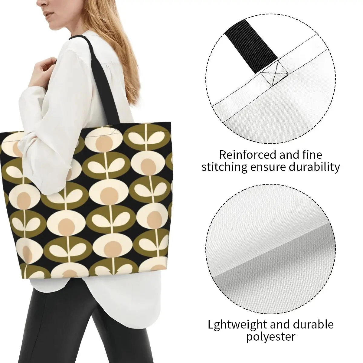 Mode Orla Kiely Bloemen Winkelen Draagtassen Herbruikbare Abstracte Scandinavische Canvas Boodschappen Shopper Schoudertas