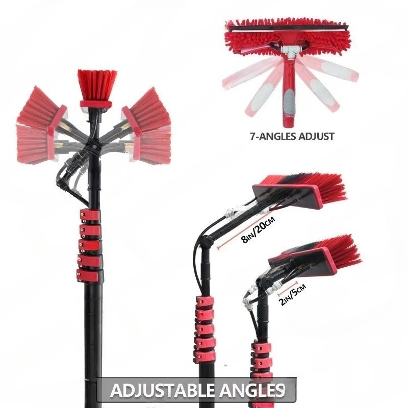 High Reach 30/36FT Water Fed Pole Washer System, Telescopic Extension Pole, Squeegee Scrubber Kit for Window Solar Panel Cleanin