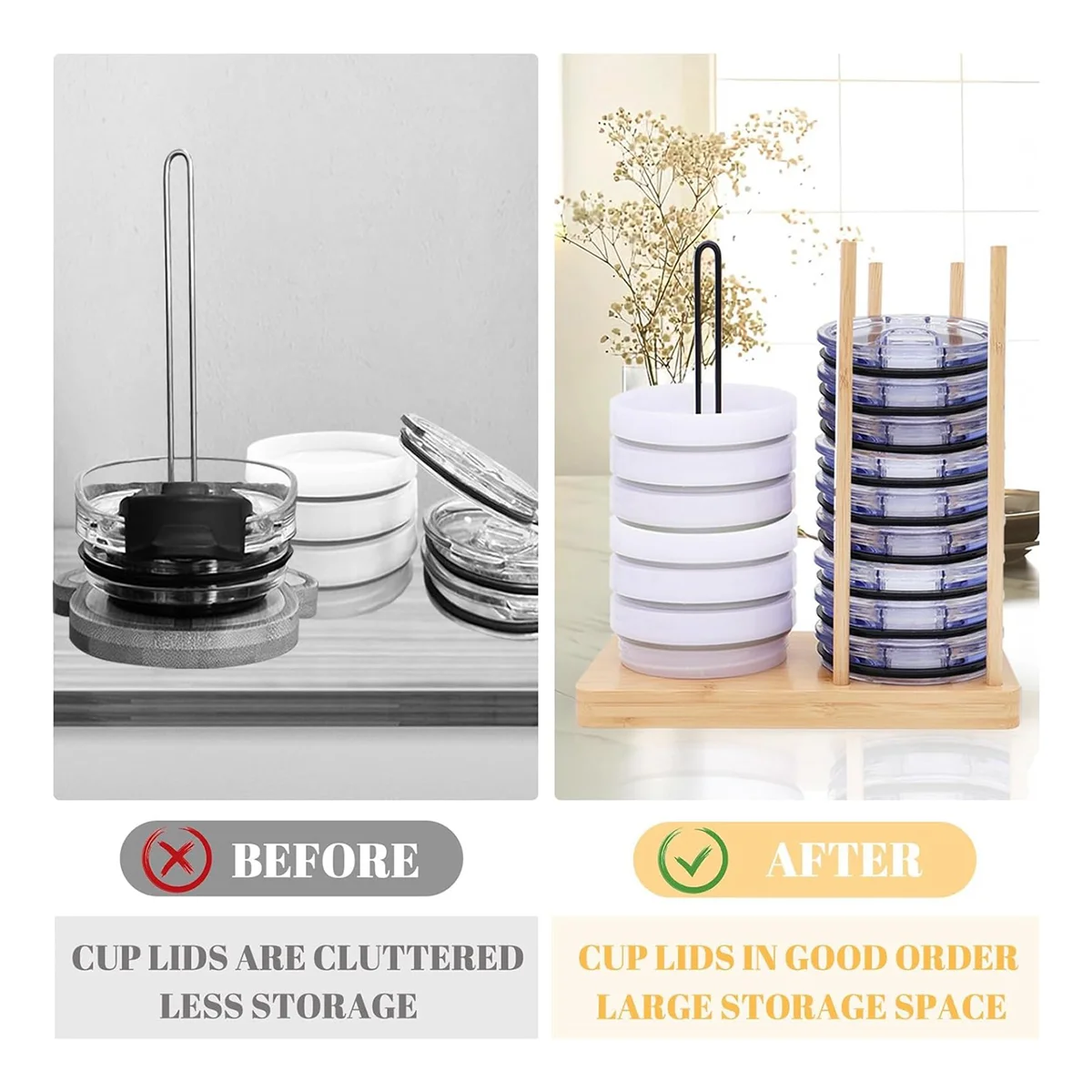 

Adjustable Cup Lid Organizer Bottle Lid Holder, Holds Up to 20 Lids