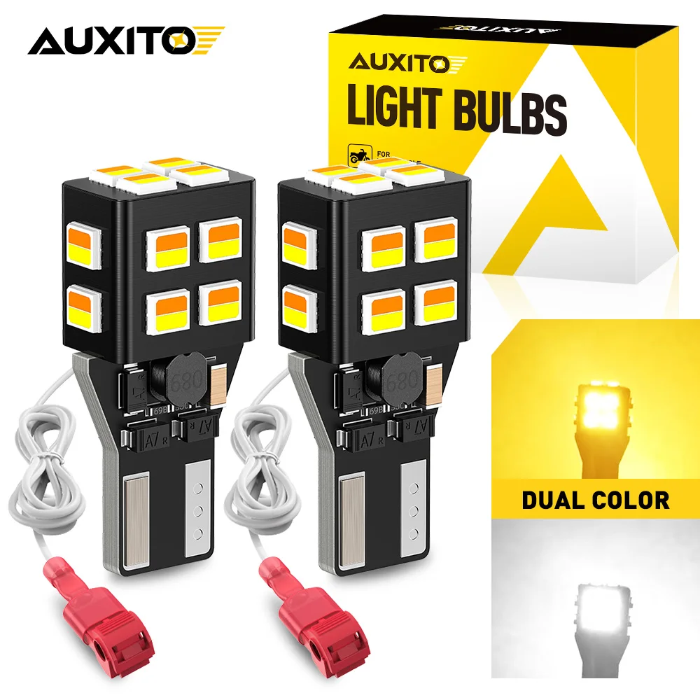 AUXITO Canbus T15 T16 LED Reverse Lights W16W 912 921 LED Car Back Up Rear Turn Signal Lamp Parking Bulb Dual Color White Yellow
