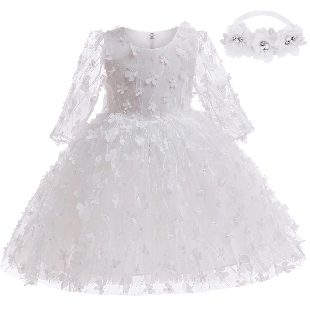Sweet Baby Princess Dress Butterfly Mesh Fluffy Dress And Headband Set Children Wear For Newborn First Birthday Wedding Party
