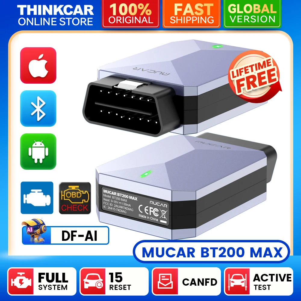 

BT200 MAX OBD2 AI Full system diagnostic scanner tools 15 reset code reader Bi-directional CANFD lifetime free update