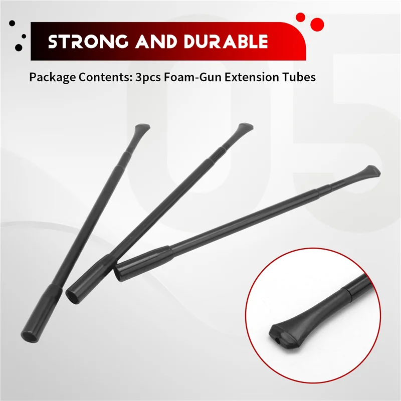 ABJO-Black Aluminum 34Cm Foam-Gun Extension Tubes For Enhanced Glue Spraying - Pack Of 3