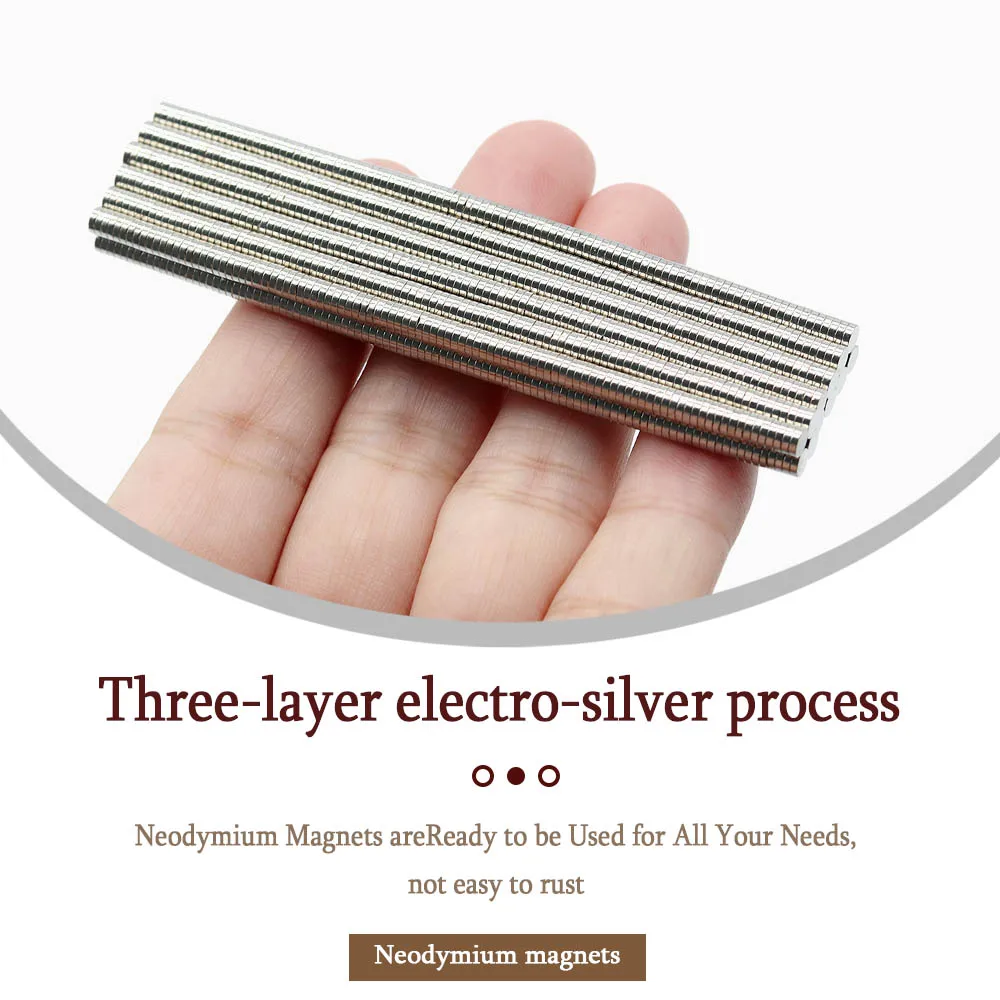Imán de neodimio redondo súper fuerte de 3mm x 1mm imanes potentes N35 pequeño imán magnético permanente para refrigerador NdfeB 3x1