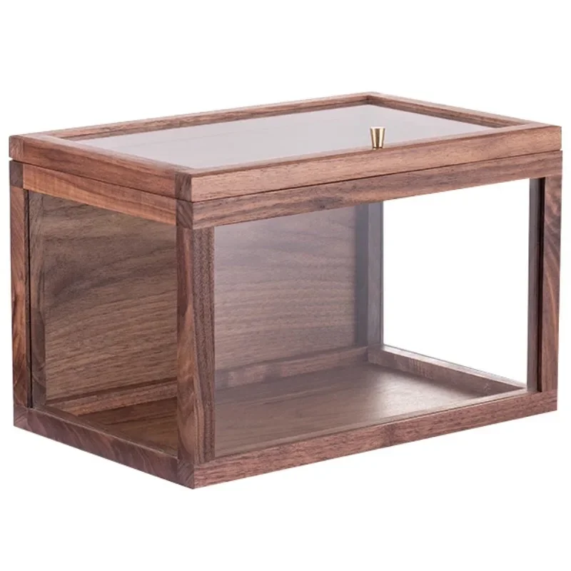 Solid wood rack Wenwan display cabinet desktop coffee table storage box transparent tea set cosmetics sundries
