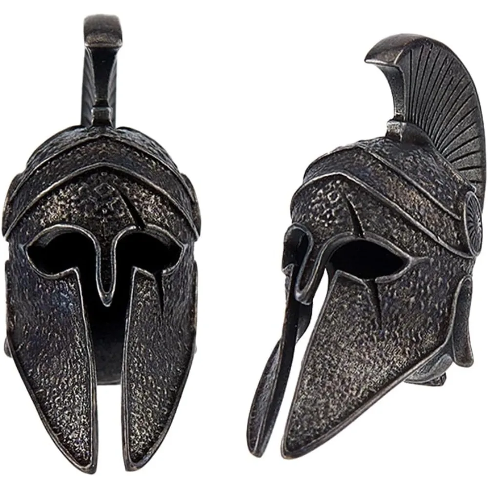 

2PCS Black Helmet Lanyard Bead Brass Paracord Beads Style European Beads EDC Charm Vintage Metal Large Hole Bead