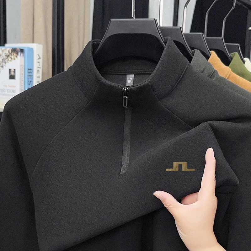 Hochwertiger Herren-Hoodie für den Herbst mit halbem Reißverschluss, aus deutschem Samtmaterial, bedrucktes Langarm-Oberteil, vielseitige Freizeitkleidung für Männer. – Detail 8