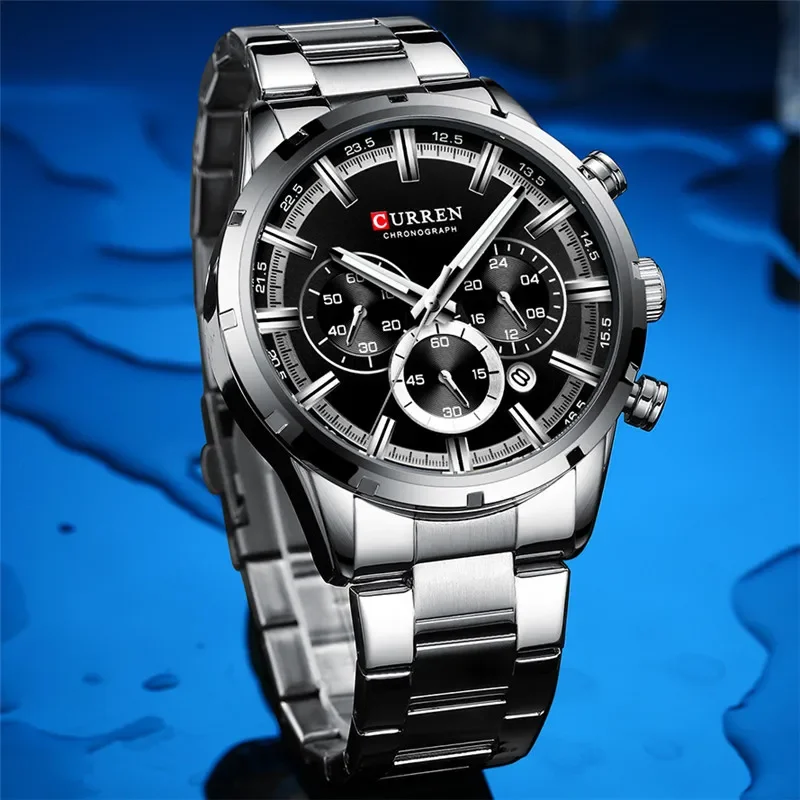 CURREN Sport WristWatch Waterproof Chronograph Calendar Men Watch Military Army Top Brand Luxury Stainless Steel Male Clock 8355